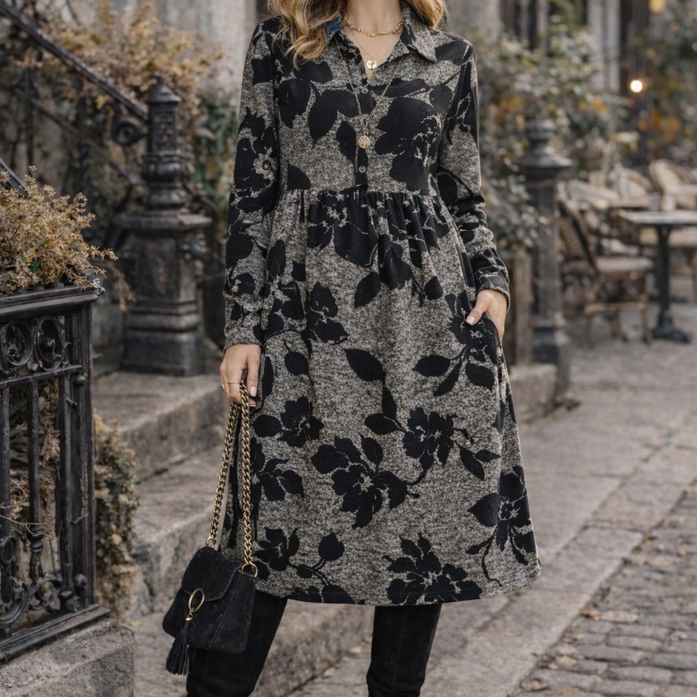 🖤🌿 Madison Leigh Boho Knit Dress | Textured Floral | Size 16 - Picture 6 of 11